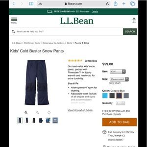 Boys navy snow pants